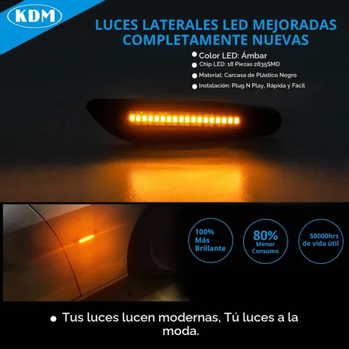 Vista 2 de KDM Luces LED de marcador lateral para guardabarros para BMW E90 E91 E92 E93 E46 E60 E61 E81 E82 E87 E88 E83 X3 E84 X1 325i 328i 335i 330i, señal