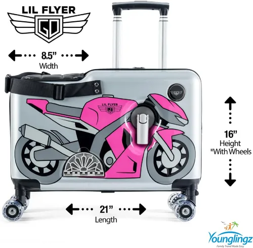 Vista 40 de Younglingz LIL FLYER GO 21" - Maleta de mano para niños, Motocicleta verde V2