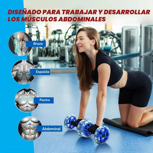 Vista 5 de Kisangel - Paquete de 2 ruedas de rodillo abdominal, entrenador abdominal doble, gimnasio en casa
