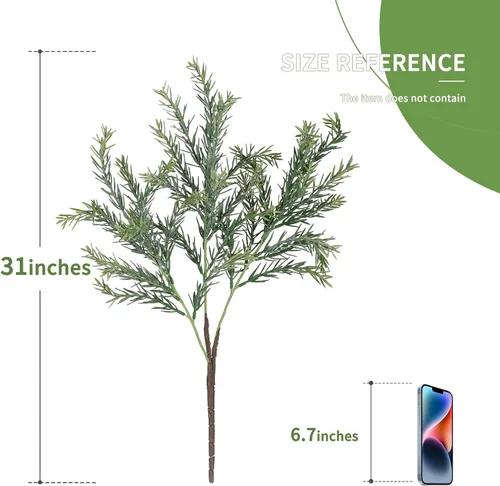 Vista 2 de EDIMENS 3 paquetes de ramas artificiales de cedro de 22.4 pulgadas, tallos sintéticos de cedro de Navidad, ramas de vegetación de hojas sintéticas