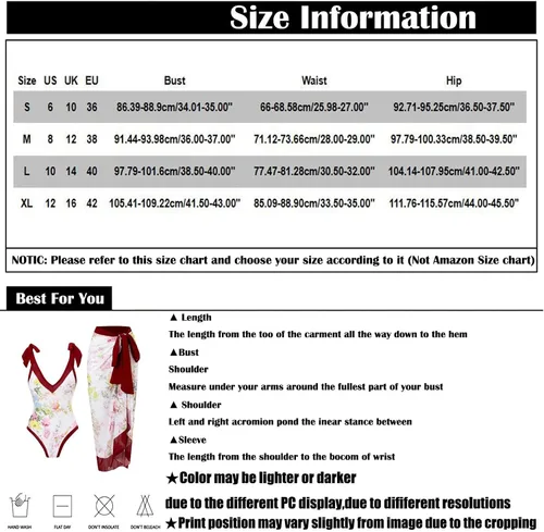 Vista 6 de Traje de baño para mujer, conjunto de bikini sexy de una pieza con traje de baño estampado y falda larga