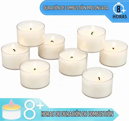 Vista 4 de Stonebriar Velas de té de 8 horas de tiempo de combustión, velas transparentes sin perfume de larga duración para decoración del hogar y ocasiones