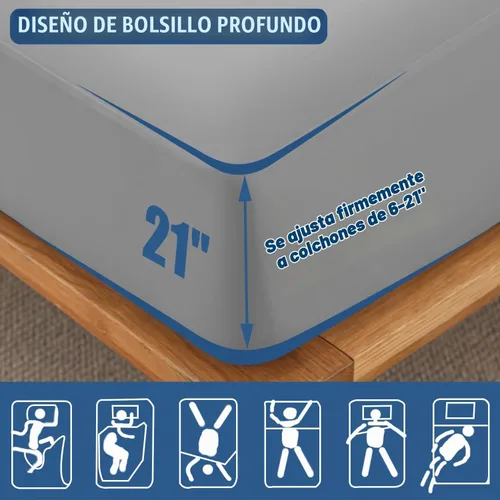 Vista 3 de Protector de colchón impermeable tamaño individual, funda de colchón transpirable, funda de colchón de bolsillo profundo ajustable que se estira