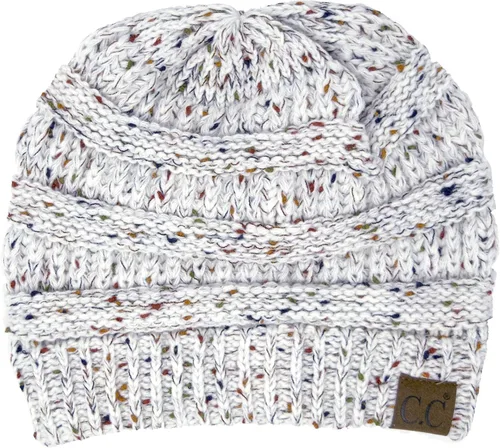 Vista 2 de Funky Junque Gorros de mujer con confeti de punto trenzado de ganchillo Skullies Tobogan grueso suave cálido invierno sombrero de moda