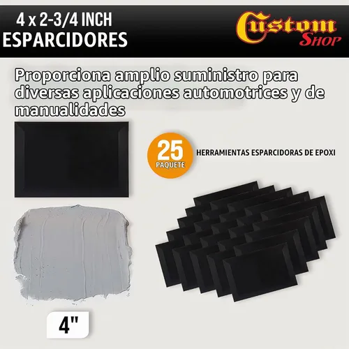 Vista 2 de Custom Shop Herramientas Esparcidoras de Relleno Corporal de Plástico de 4 x 2-3/4 Pulgadas (Paquete de 25) para Rellenos de Carrocería Automotriz