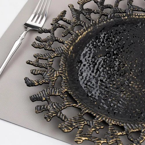Vista 3 de MAONAME Juego de 6 platos base negros de 13", platos base redondos para platos de cena, platos base de plástico, platos base para mesa de boda