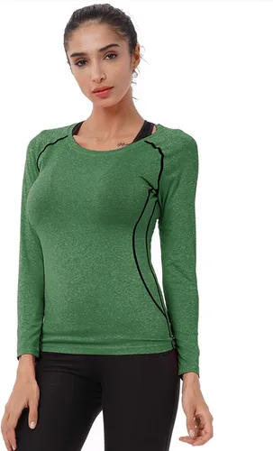Vista 31 de CADMUS Paquete de 1 o 3 camisetas de entrenamiento de manga larga para mujer, camiseta de compresión de ajuste seco para correr