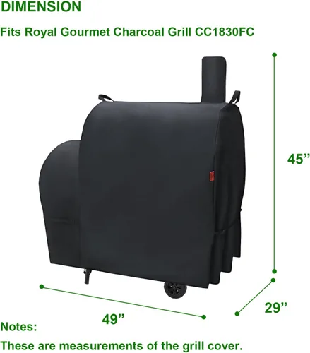 Vista 2 de Cubierta de parrilla al aire libre para parrilla de carbón Royal Gourmet CC1830FC Barrel, cubierta impermeable de 46" 600D resistente para barbacoa