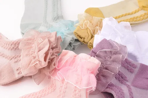 Vista 6 de Mini angel Calcetines de encaje con volantes para niñas, calcetines de vestir de princesa para niñas pequeñas, 36 pares