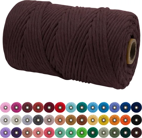 Vista 168 de JeogYong Cordón de macramé de un solo hilo 3 mm x 109 yardas (328 pies) Cuerda de algodón suave Hilo de macramé de 3 mm, suministros de macramé