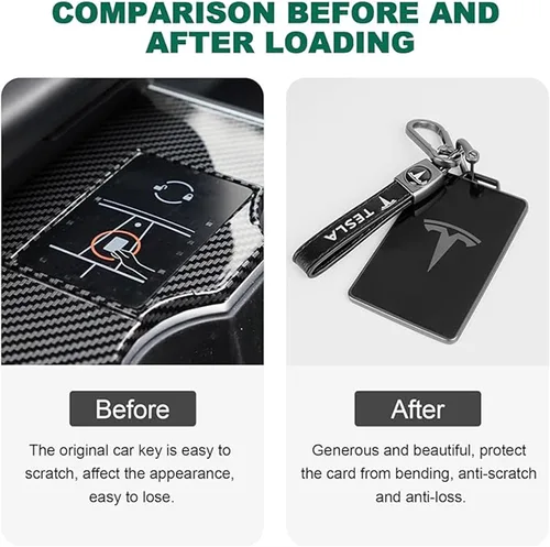 Vista 3 de Key Card Holder Case Compatible with Tesla Model 3 Y X S Key Protector Cover Accessories Decor Trim Gifts