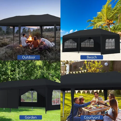 Vista 5 de FOOWIN Canopy - Tienda de campaña de 10 x 20 pies, tienda de campaña comercial con 6 paredes laterales extraíbles para fiestas con 12 estacas, 6