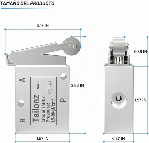 Vista 2 de TAILONZ PNEUMATIC Válvula electromagnética JM-07 del rodillo de la manera 1/4 de la manera de 2 posiciones 3