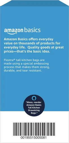 Vista 6 de Amazon Basics Flextra Strength - Bolsas de basura altas con cordón para cocina, aroma fresco, resistentes a desgarros, 13 galones, 120