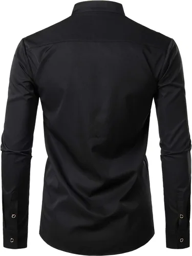Vista 2 de ZEROYAA Camisas de vestir de manga larga con bordado floral para hombre
