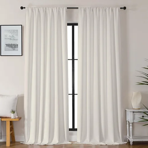 Vista 56 de Gwine Cortinas opacas para dormitorio, 54 pulgadas de largo, paneles de cortina de ventana con aislamiento térmico y reducción de ruido, cortinas