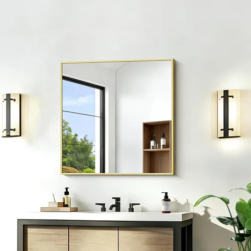 Vista 53 de KOCUUY Espejo de baño negro, espejo rectangular de 24 x 18 pulgadas para sobre el fregadero, espejo de pared decorativo moderno para dormitorio