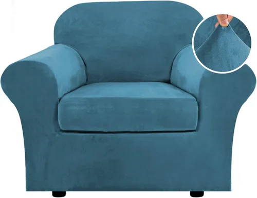 Vista 71 de H.VERSAILTEX - Funda elástica para sofá de 2 piezas, funda protectora de terciopelo, suave, con parte inferior elástica, con un ancho de hasta 49
