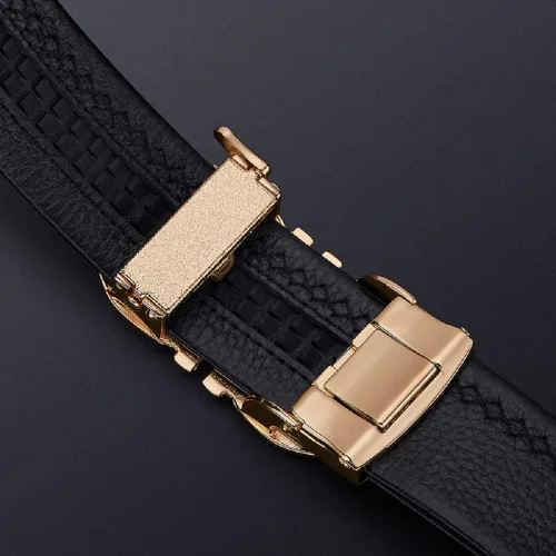 Vista 3 de VANNANBA Leather Ratchet Belts for Men Automatic Buckle with Belt Box, Gift for Men