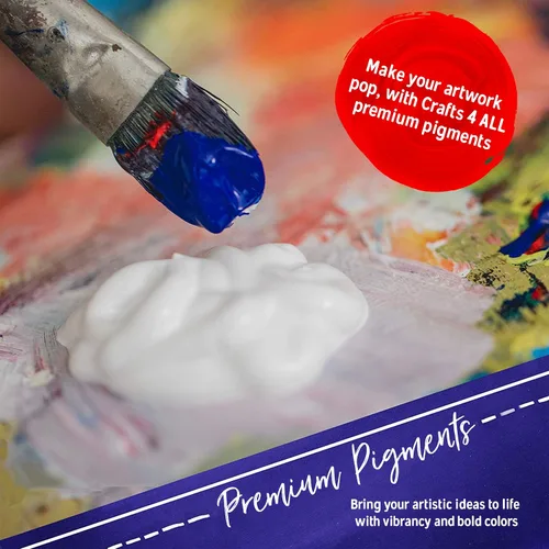 Vista 3 de Crafts 4 All Juego de pintura acrílica – Paquete de 60 pinturas artísticas de 0.4 fl oz para lienzo, decoración de pintura, madera, cerámica