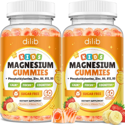 Vista 8 de Gomitas de glicinato de magnesio para niños, suplemento cerebral para la memoria y la concentración con fosfatidilserina, L-teanina, zinc para niños