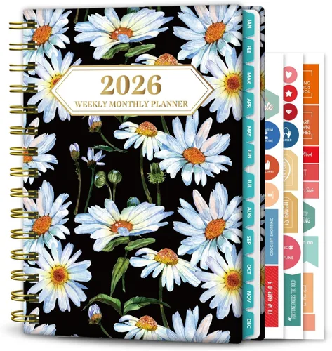 Vista 9 de Ymumuda Agenda 2026, agenda diaria semanal y mensual, enero de 2026 a diciembre de 2026, 8.4 x 6.3 pulgadas, calendario 2026 con pestañas, cuaderno