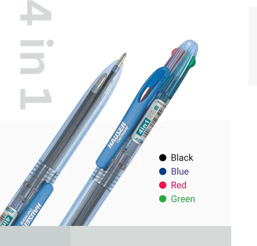 Vista 3 de HAUSER Bolígrafos 4 en 1, 4 unidades, bolígrafos coloridos de 0.039 pulgadas, bolígrafos azules, negros, rojos, verdes para tomar notas, bolígrafos