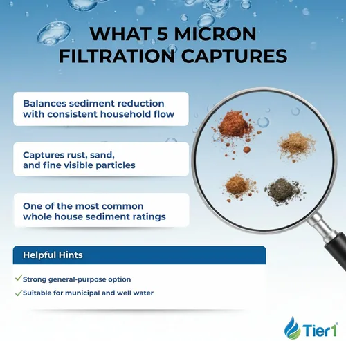 Vista 5 de Tier1 Filtro de agua de 5 micras de 10 x 2.5 pulgadas Cartucho de bloque de carbón activado granular para toda la casa Reemplazo para Aqua-Pure