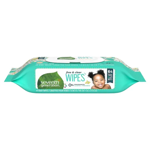 Vista 11 de Seventh Generation Toallitas para bebé, libres y transparentes con dispensador de tapa abatible, 64
