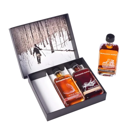 Vista 10 de Runamok Caja de Regalo de 3 jarabes de arce – Botellas de jarabes de arce añejados en barril + infundidos, de 8.45 onzas líquidas
