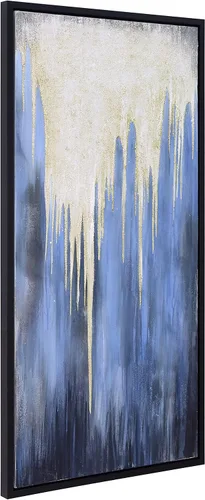 Vista 4 de Empire Art Direct Arte abstracto para pared, lienzo pintado a mano con textura por Martin Edwards, marco negro, 24 x 48 pulgadas, goteo nevado 1