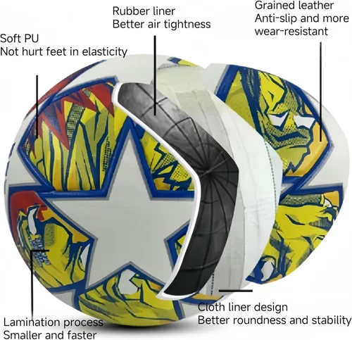 Vista 2 de Balón de fútbol de la liga, regalo de cumpleaños, tamaño 5, costuras sin costuras duraderas para escuela, graduación, aniversario, juventud, escuela