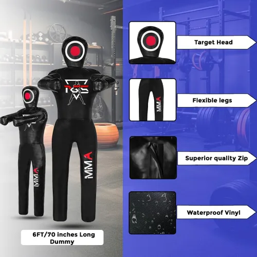 Vista 3 de PGS Grappling Dummy - Socio de entrenamiento de lucha libre sin relleno, BJJ, MMA, judo y karate, saco de boxeo de vinilo duradero para práctica