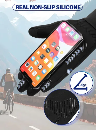 Vista 5 de Guantes de invierno para hombre y mujer, guantes térmicos resistentes al viento, para pantalla táctil, unisex, cálidos, antideslizantes, forrados