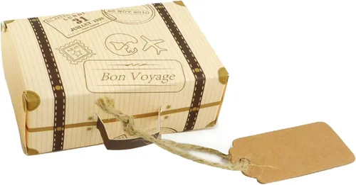 Vista 3 de Faylapa 50pcs Maleta Favores Cajas Vintage Tema de Viaje Cajas de Caramelos