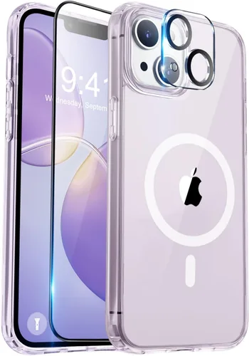 Vista 17 de BossKiss Funda compatible con iPhone 15 Pro, compatible con MagSafe, pantalla y protector de cámara, magnética, translúcida, mate, para mujeres