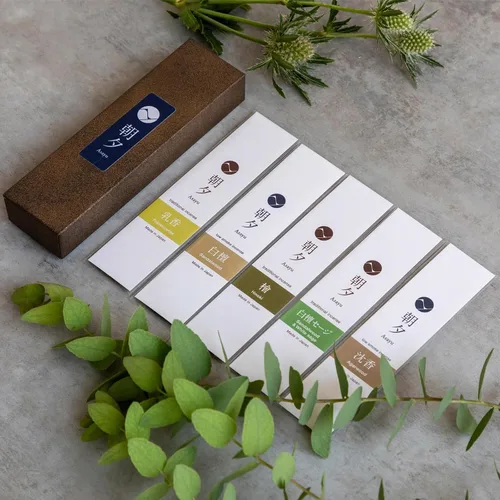 Vista 9 de Asayu Japan Variedad de varillas de incienso - 5 fragancias naturales, 20g, 100% hechas en Japón Paquete de muestra de incienso - para yoga