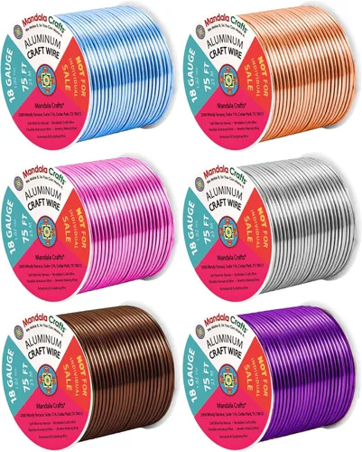 Vista 364 de Mandala Crafts - Alambre de aluminio anodizado de calibre 22 para hacer joyas - 137.2 m de alambre flexible surtido y coloreado - Doble para bonsái