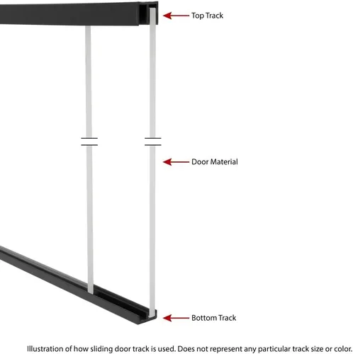 Vista 6 de Riel de puerta corredera de panel de 1/4 pulgadas, juego superior e inferior de plástico negro de 48 pulgadas, fabricado en EE. UU., paquete de 1