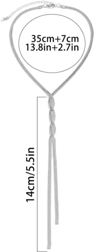 Vista 5 de WDIRARA Collar de cadena larga de serpiente Twist Y Lariat para mujer