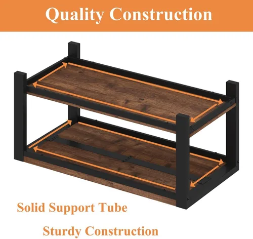 Vista 4 de BON AUGURE Mesa auxiliar para sala de estar, mesas industriales de madera y metal, mesa central rectangular de granja (roble rústico, 43 pulgadas)