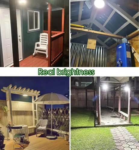 Vista 3 de HULPPRE Luz solar para cobertizo diurno o nocturno, 96 LED luz solar blanca más brillante para interiores y exteriores con 2 controles remotos