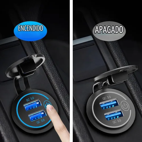 Vista 2 de Qidoe - Paquete de 5 salidas USB de carga rápida 3.0 de 12 V, impermeable, QC3.0, doble toma de corriente USB con interruptor táctil, enchufe