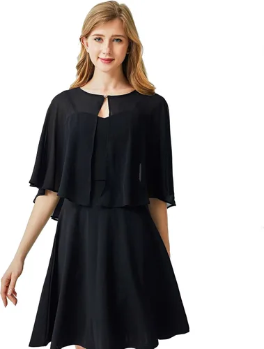 Vista 2 de Ciormis Chiffon Capelets Cape Soft Shrug Shawl Wrap for Women Wedding Evening Dress Cover Up