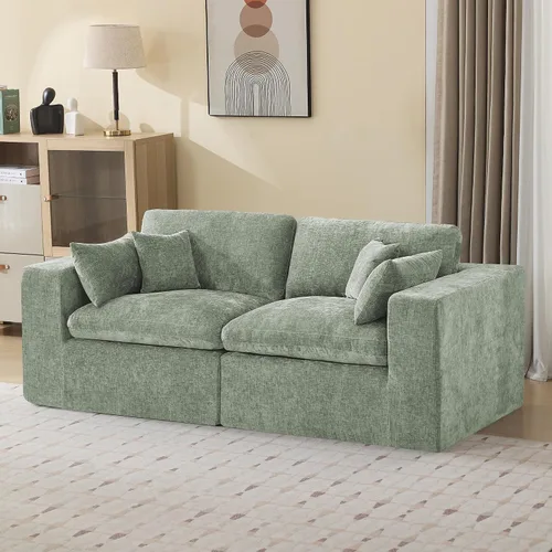 Vista 66 de WUTUTUEE Otomana Cloud de 33.5 pulgadas para sofá modular, cómodo reposapiés tapizado de felpilla con espuma viscoelástica, embalaje totalmente