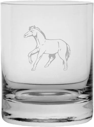 Vista 7 de Abaco Barb - Vaso de whisky con temática de caballo grabado (10.25 onzas)