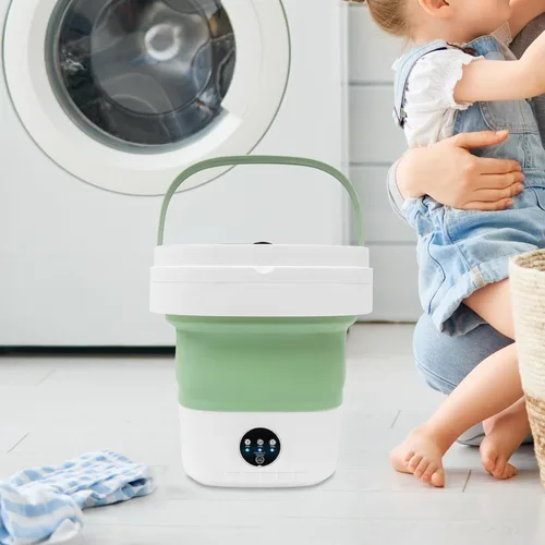 Vista 5 de Lavadora electrónica de ropa interior con luz azul, mini lavadora plegable portátil de 12 litros con 3 modos de limpieza inteligentes para viajes