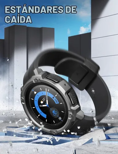 Vista 2 de SUPCASE Funda para Samsung Galaxy Watch 5 Pro con 2 protectores de pantalla Negro