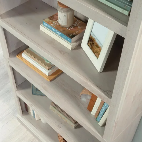 Vista 9 de Estantería de 5 niveles de Sauder, estantería de madera multiusos para oficina en casa, sala de estar, en castaño tiza