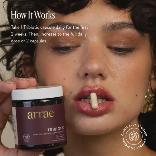 Vista 4 de Arrae Tribióticos, probióticos para mujeres, apoyo para el equilibrio del pH vaginal, intestino, inmune y salud femenina, prebióticos, probióticos